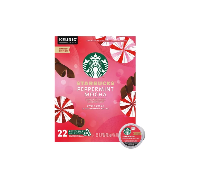 Keurig Starbucks Peppermint Mocha Limited Edition K-Cup Coffee Pods - 22 Pack 222g