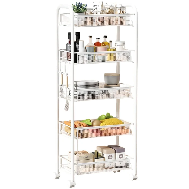 Miomu Carrito Organizador Metálico de Espacios Pequeños, 5 Niveles