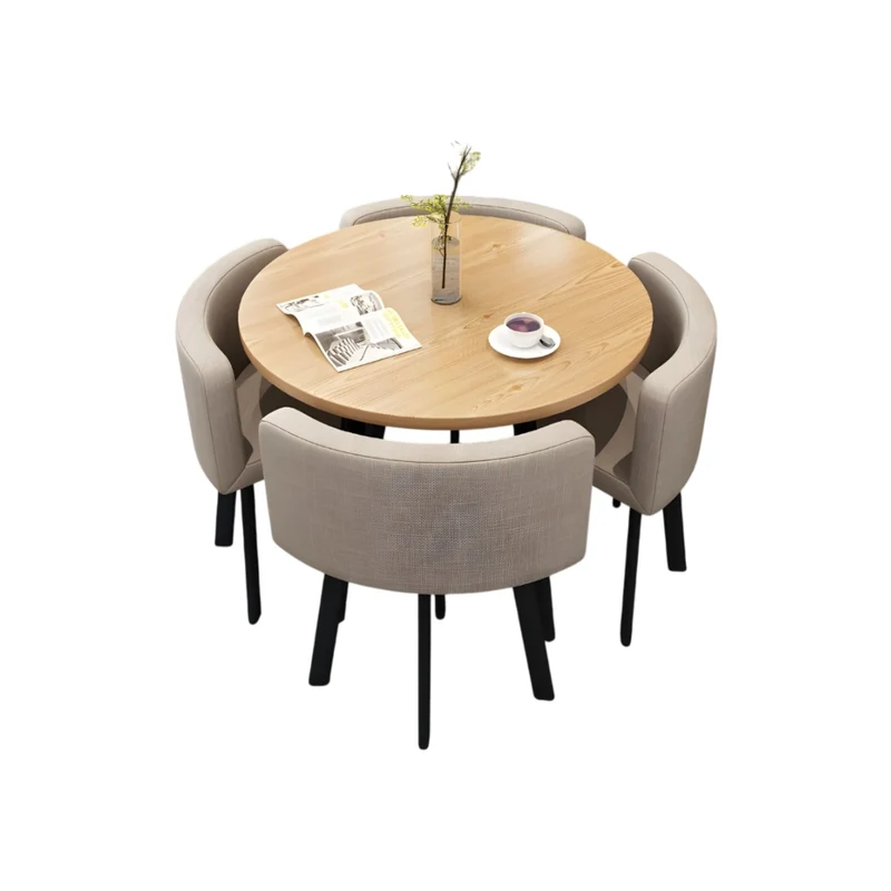 Miomu Juego de Comedor Pequeño de 4 Puestos, Redondo