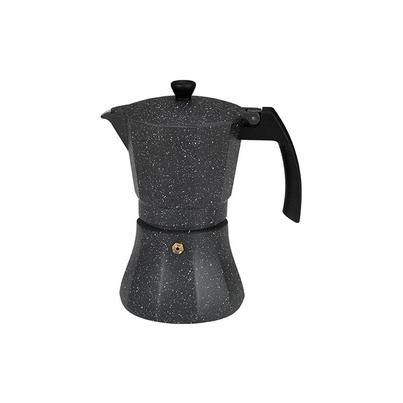 Cafetera Italiana EDM Aluminio Negro 9 Tazas Inducción